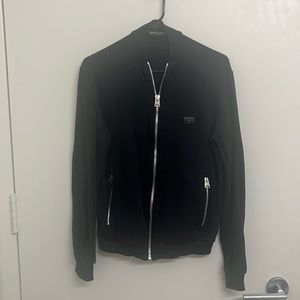 DOLCE & GABBANA Men’s Black Zip up Sweatshirt with metal plaque size 46/small